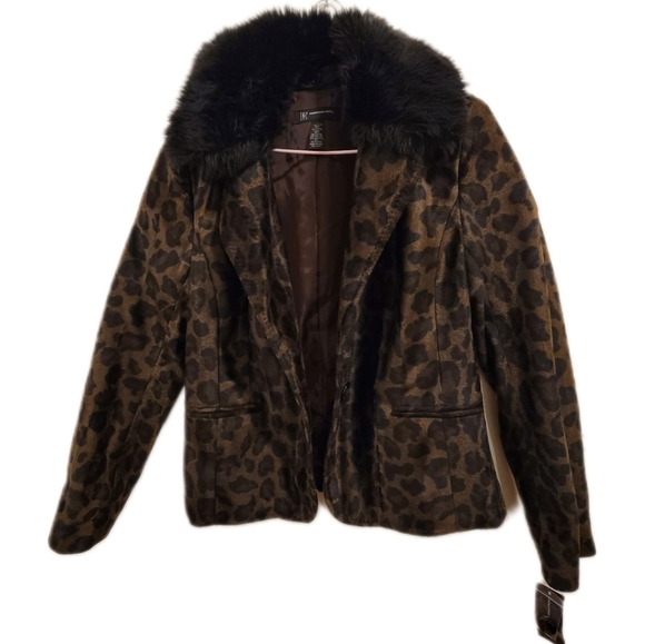 INC International Concepts Jackets & Blazers - INC International Concepts Blazer Women’s Faux Fur Leopard Print Size L
